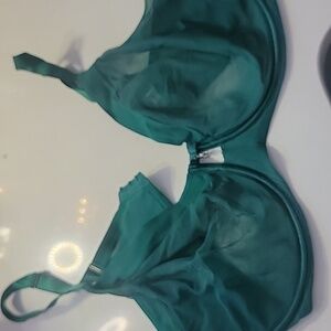Curvy Couture Sheer Teal Underwire Bra 36H